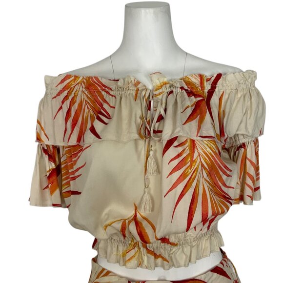 New York & Co Eva Mendes Wilma Maxi Skirt Set S Natural Off The Shoulder Top - Picture 8 of 14